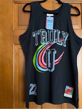 Mitchell & Ness Black Mesh Tank with Neon Swirl Graphic